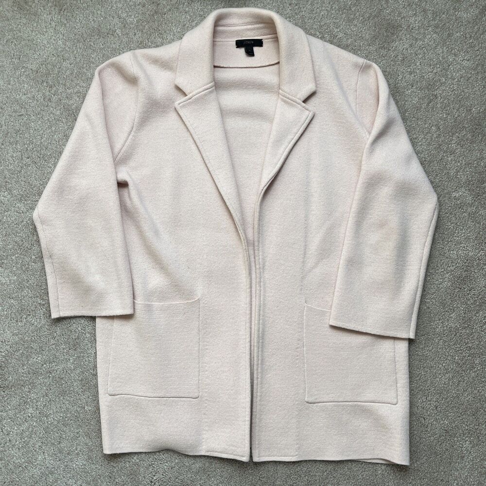 J Crew Sweater Blazer Women Medium Pink Sophie Open Front Merino Wool Teacher
